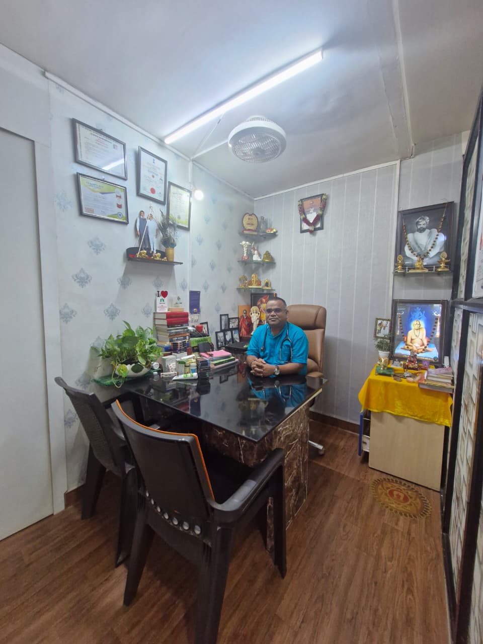Dr Balakrishna Giri in the consultation cabin